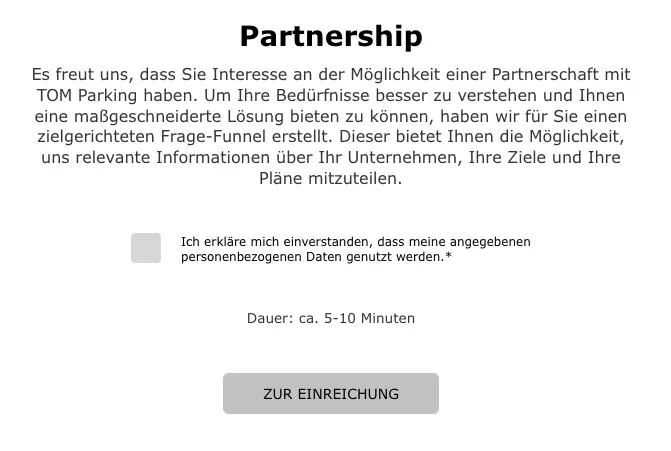 TOM Parking Partnerformular